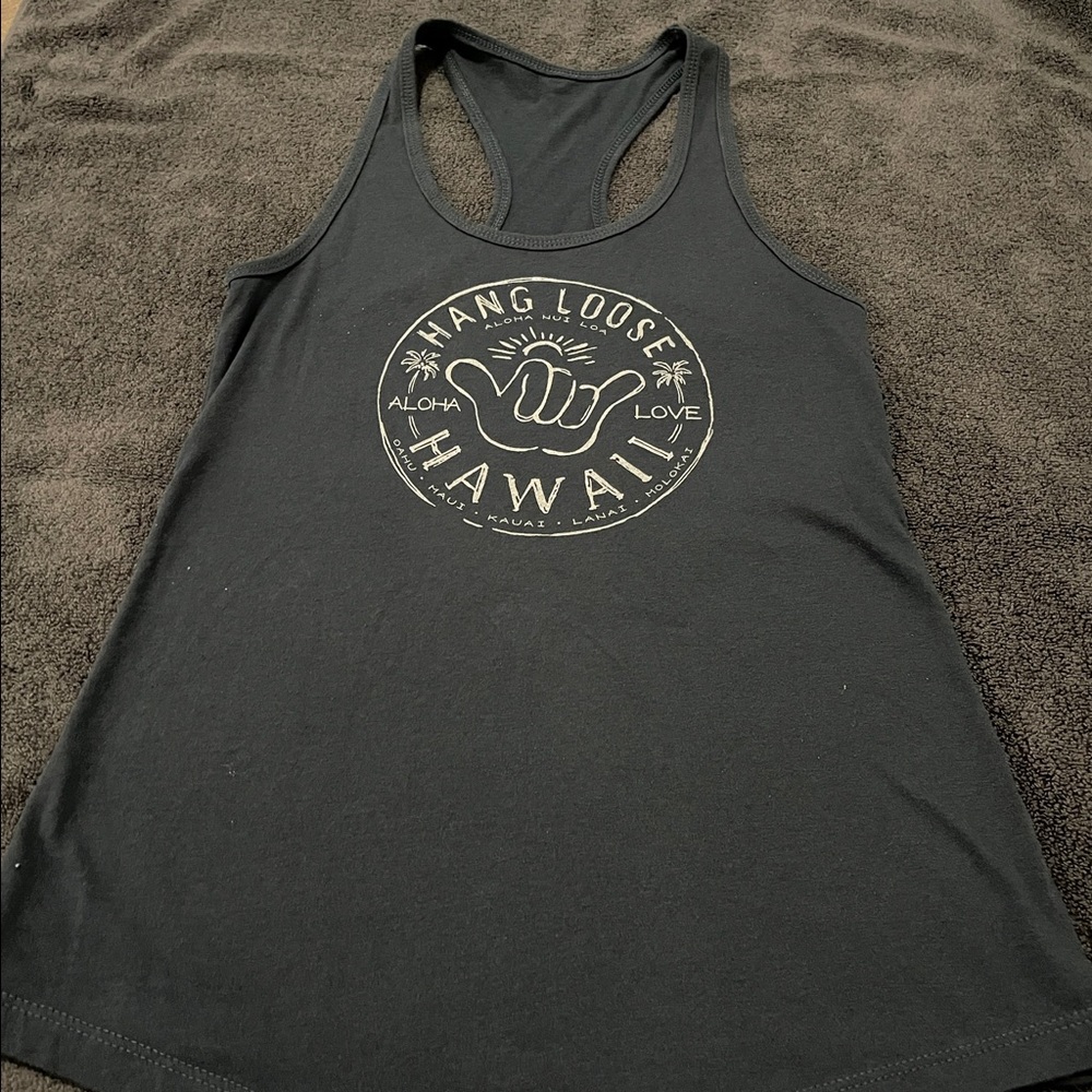 Hang Loose Hawaii racer back tank, navy, size small